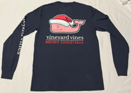 Vineyard Vines Dark Blue Long Sleeve Front Pocket Santa Whale Tee Size X... - £12.23 GBP