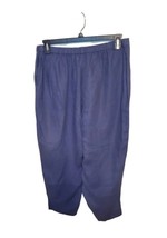 FLAX Large Blue Ballon Leg Cropped Elastic Waist Lagenlook Linen Pants. - £36.44 GBP