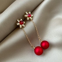LANIWOO Red Dangle Drop Earring Snowflake Tassel 2021 New Korean Fashion Jewelry - £7.62 GBP