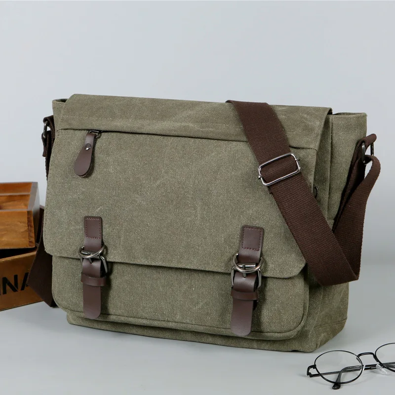 Messenger Bag Men Business Portable Shoulder Canvas Crossbody Pack Retro Casual  - £39.39 GBP