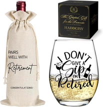 I Don’T Give a Sip I&#39;M Retired Wine Glass, Funny Retirement Wine Glass for Women - £24.50 GBP
