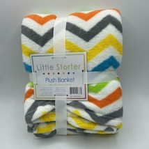 Little Starter Chevron Stripes Baby Blanket Plush Lovey Colorful Rainbow... - £26.90 GBP