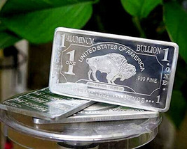 Aluminum Bullion 1 (One) Troy Oz American Buffalo Bar .999 Fine Al - £7.51 GBP
