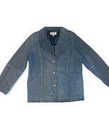 Bradley Blue Suede Leather &amp; Grommet Dress Fashion Bling Ladies Blazer J... - $58.80