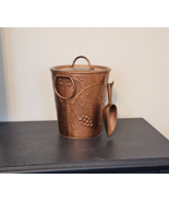 Metal Copper Colored Ice Bucket with Plastic Tub Liner and Scoop Grapes Ivy - £14.89 GBP