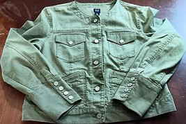 GAP Women&#39;s Light Green Denim Jacket - Size L - £23.57 GBP