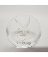 Lucite Paperweight Etched Landing Bird on branch Reverse Carved  Acrylic - £5.67 GBP