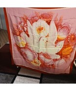 Vintage Andre Claude Canova French 100% Silk Scarf  Large Pink/Red Dove ... - $55.00