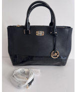 Michael Kors Kellen Saffiano Leather Satchel Crossbody Handbag Purse Black - $1,089.45 MXN