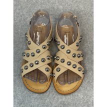 Marc Fisher Prancer - Studded LEATHER Tan/Nude Flat Sandals - Size 6 - £23.74 GBP