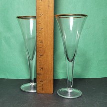 Pair of Crystal Cordial  Glasses with gold trim 6&quot; Tall - £9.29 GBP