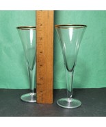 Pair of Crystal Cordial  Glasses with gold trim 6&quot; Tall - $11.64