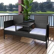 vidaXL 2-Seater Garden Sofa with Tea Table,Patio Furniture Perfect for Front Por - £178.01 GBP