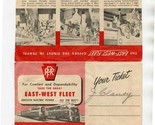 1953 Pennsylvania Railroad East West Fleet Ticket Jacket / Envelope and ... - $21.78