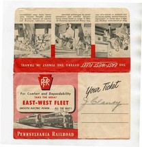 1953 Pennsylvania Railroad East West Fleet Ticket Jacket / Envelope and ... - £17.01 GBP