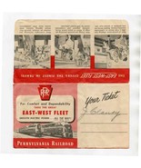 1953 Pennsylvania Railroad East West Fleet Ticket Jacket / Envelope and ... - £17.03 GBP