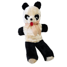 24&quot; Vintage Big Black + White Panda Teddy Bear Stuffed Animal Plush Toy Antique - £60.36 GBP