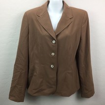Amanda Smith Womens 12 Brown Suit Jacket Coat Padded Shoulders 3 Button - $39.99