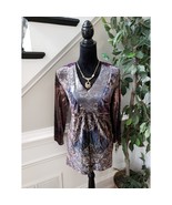Style &amp; Co, Top Women Size XL Multicolor V-Neck 3/4 Sleeves Pullover Out... - $33.85 CAD