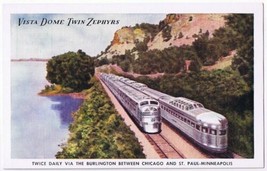 Postcard Train Vista Dome Twin Zephyr Burlington Chicago to St Paul Minnesota - £3.88 GBP
