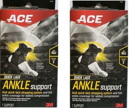 2 x Ace Adjustable Quick-Lace Ankle Support Black Moderate Compression - £11.76 GBP