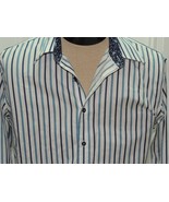 Men&#39;s MED Zagiri Long Sleeve Dress Shirt 100% Cotton Blue &amp; White Striped - €10,15 EUR