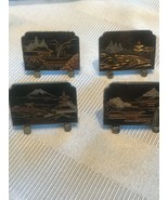 4 pieces Vintage Mini Miniatures menu Menu holder brass oriental etched ... - £47.47 GBP