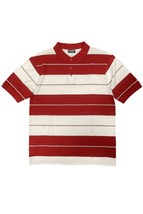 Men&#39;s Red &amp; White Old School Pique Polo Shirt (3XL) - £24.64 GBP
