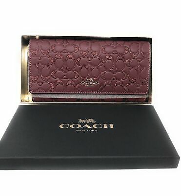 Coach Gift Boxed Signature Trifold Wallet in Wine - $128.69