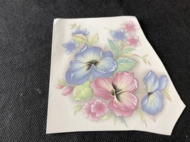 M82 - Ceramic Waterslide Vintage Decal - 2 Pink &amp; Blue Pansies - 4.25&quot; - £1.75 GBP