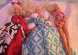 vintage Mattel Lot of 3 Barbie  blonde -evening dress -for parts - $22.50
