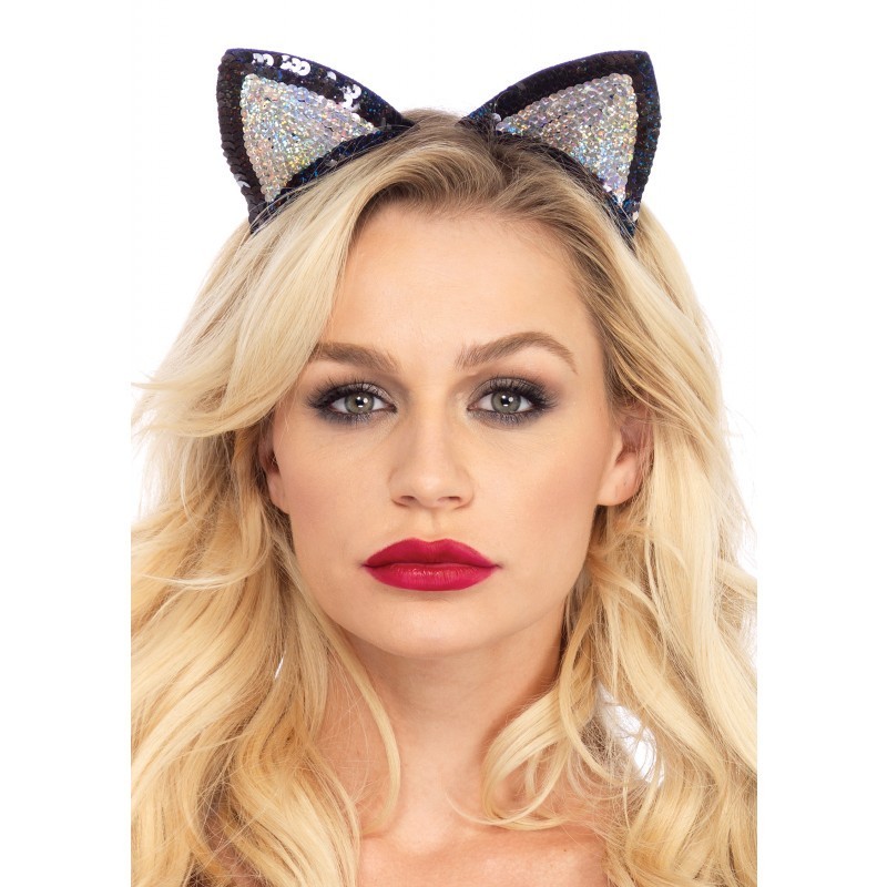 Leg Avenue Adult Sequin Cat Ears Silver One Size - $30.29