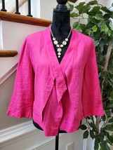 Chico&#39;s Women&#39;s Solid Pink 100% Linen Long Sleeve Casual Jacket Blazer Size 1 - £27.54 GBP