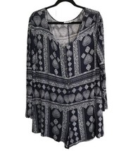 Revolve SOME DAYS LOVIN Womens Romper Blue Paisley Floral Playsuit Long Sleeve S - £9.96 GBP
