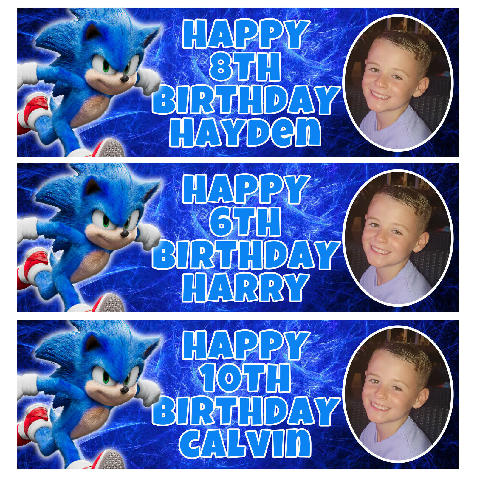 SONIC PHOTO Personalised Birthday Banner - Sonic Birthday Party Banner -... - $4.87