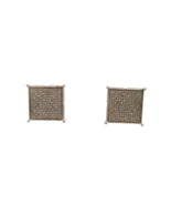 Vintage Sterling Silver Cluster Diamond Gemstone Square Shape Stud Earrings - £130.33 GBP