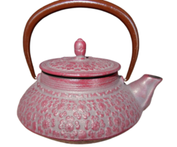 Joyce Chen Tetsubin Cast Iron Purple Teapot W/ Handle Lid &amp; Strainer Stu... - $34.99