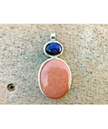 Sterling Silver Sodalite Goldstone Pendant With Medium Size Bail 2 3/8” ... - £49.74 GBP
