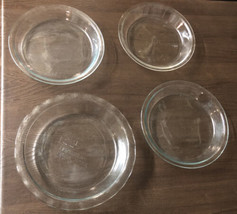 Lot of 4 Vtg Pyrex #209 Pie Plates Pans 9” &amp; 9.5”Clear Glass Baking Dish - £26.11 GBP