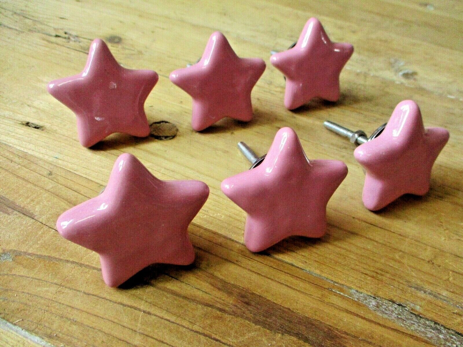 6 Ceramic Knobs STAR Drawer Pull Cupboard Door Knobs Porcelain Bathroom ... - $13.99