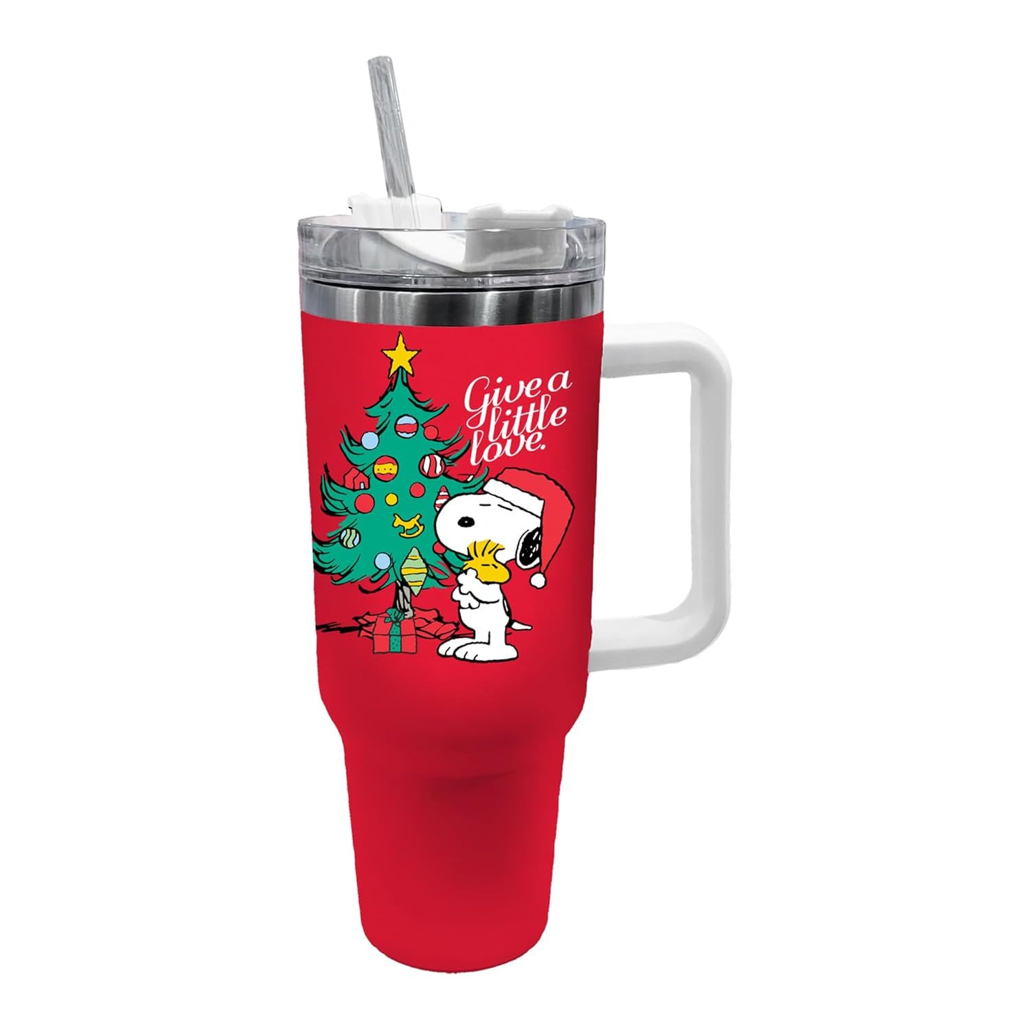 Spoontiques Snoopy Christmas Stainless Steel Travel Mug with Handle - 40 oz Capa