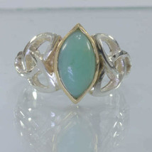 Australian Blue Opal Silver 18K Gold Celtic Infinity Ring size 9.75 Design 328 - £135.93 GBP