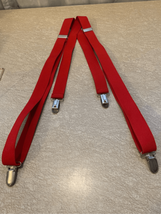 Clip On Red Suspenders Braces-Elastic w/ Silver Accents 1”W EUC - $6.14