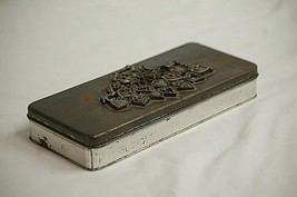 Old Vintage Metzke Tin Pewter 3D Heart Designs Storage Container - £29.27 GBP