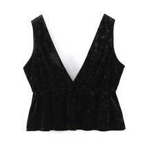 Women Velvet Blouse 2021 Spring Fashion Slim Elegant Black Blouse Shirt  V-Neck  - £111.65 GBP