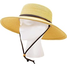 Sloggers Women&#39;s Wide Brim Braided Sun Hat Wind Lanyard - Light Brown - UPF MED - £28.77 GBP