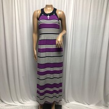 ana Maxi Dress Womens Medium Purple Black Gray Sleeveless Casual Comfy P... - £15.62 GBP