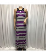 ana Maxi Dress Womens Medium Purple Black Gray Sleeveless Casual Comfy P... - £15.52 GBP