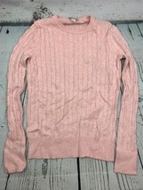 Cable Knit Pink Crew Neck Sweater Small - £15.87 GBP