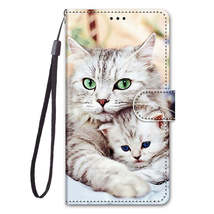 Anymob Samsung Case Loving Cat Luxury Painted Flip Cute Playful Cat Wallet Phone - £21.50 GBP